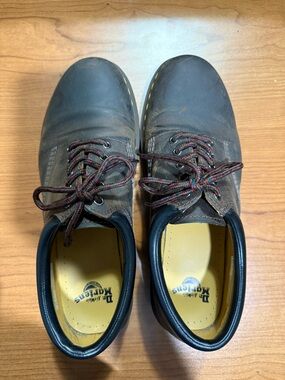 Dr. Martens Brown Leather Lace-Up Oxfords with Multicolor Laces